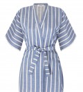 Mavi Beyaz Çizgili Kimono Takım