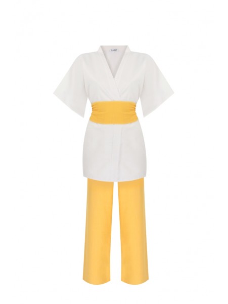 Sarı Kuşaklı Kimono Takım