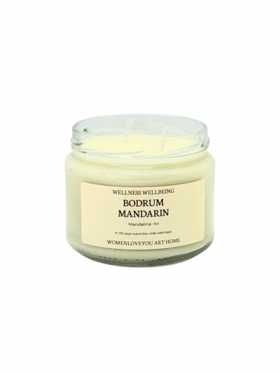 Bodrum Mandarin Mandalina & Itır Aromalı %100 Doğal Soya Mumu Bodrum Mandarin Mandalina & Itır Aromalı %100 Doğal Soya Mumu