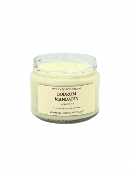Bodrum Mandarin Mandalina & Itır Aromalı %100 Doğal Soya Mumu