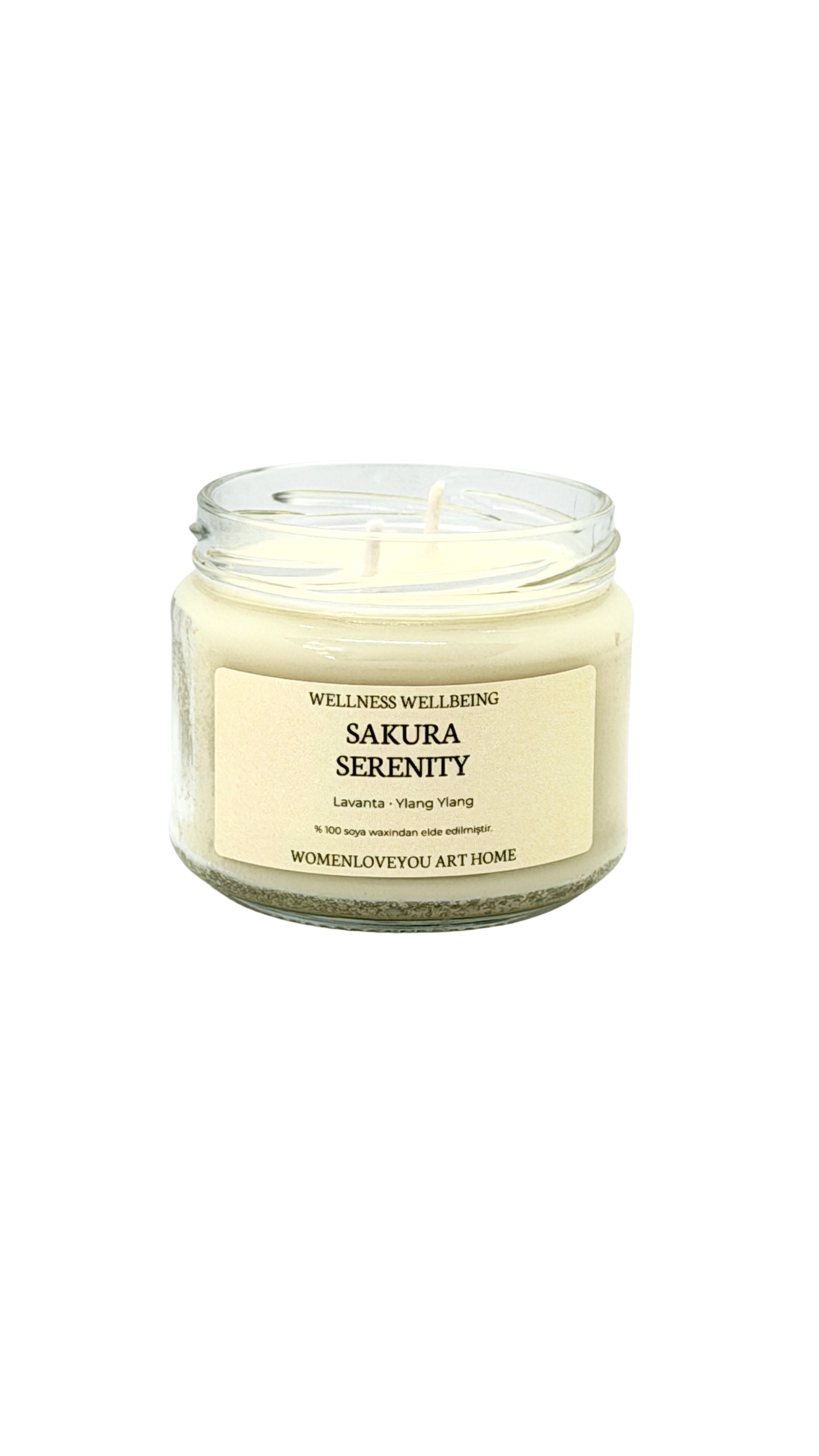 Sakura Serenity – Lavanta &amp; Ylang Ylang Aromalı %100 Doğal Soya Mumu