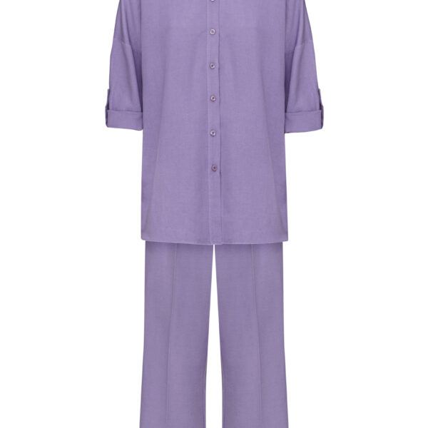 Lila Rengi Gömlek Pantolon Takım