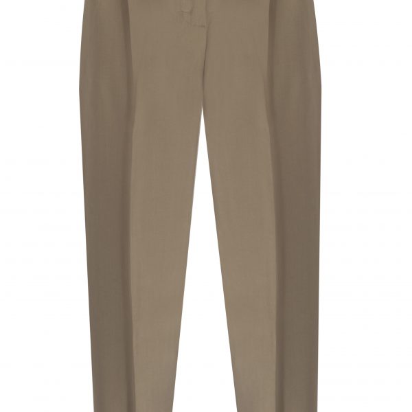 Haki Yeşil Bilekten Çıt Çıtlı Yüksek Bel Pantolon