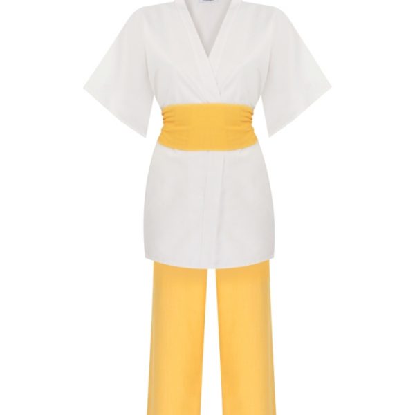 Sarı Kuşaklı Kimono Takım